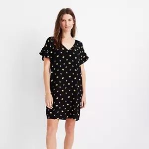 NWT Madewell ruffle sleeve easy dress floral XL